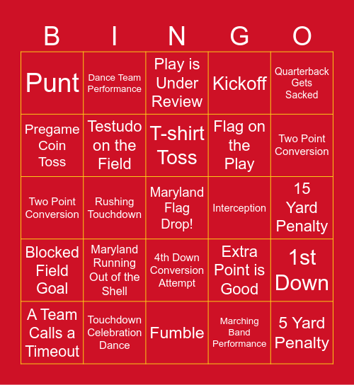 Football Bingo Card