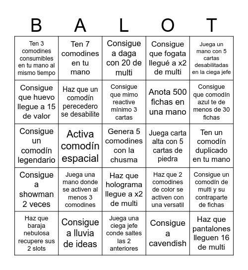 Balatro bingo remix Bingo Card