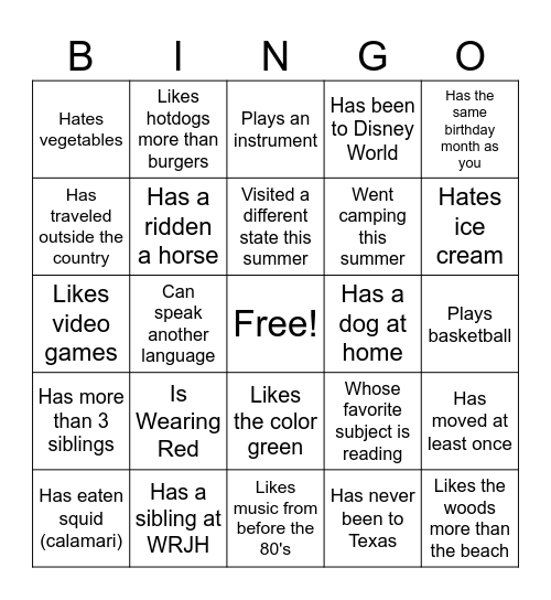 Find Someone Who... Bingo Card