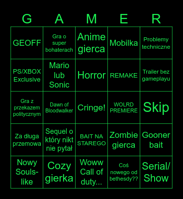 SHITSCON Bingo Card