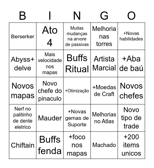BINGO DA 0.3 Bingo Card