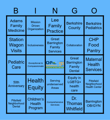 CHP 50th Anniversary Bingo Card