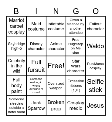 DragonCon 2025 Bingo Card