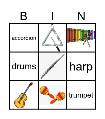 Musical Instruments Bingo Card