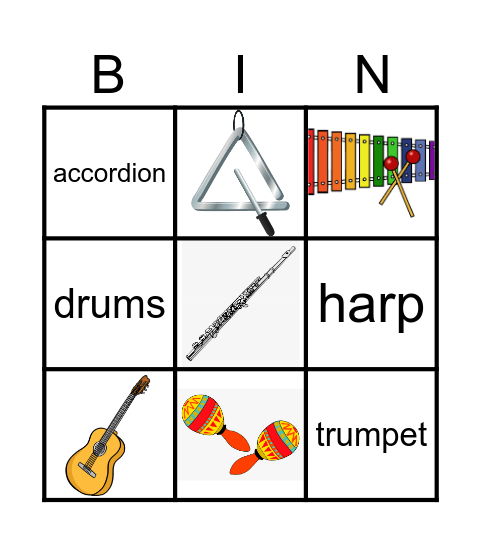 Musical Instruments Bingo Card