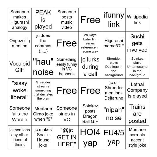 Hinamizawa Bingo Card