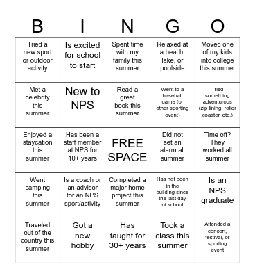 Mr. Mitchell Bingo Card