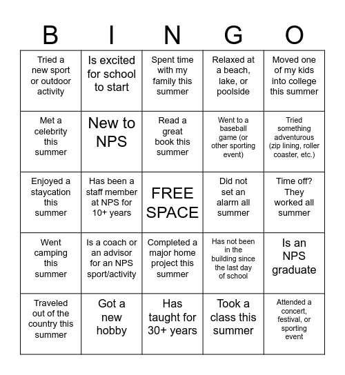 Mr. Mitchell Bingo Card