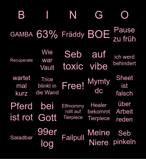 Mehr Bingo Card