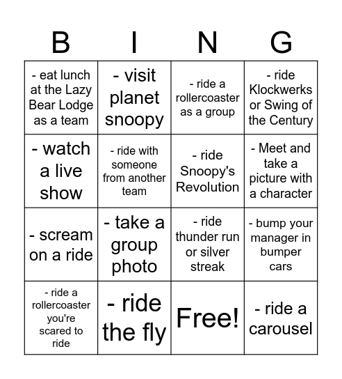 Wonderland Bingo Card