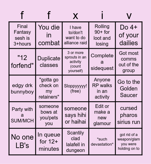 FFXIV BINGO Card