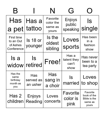 Out of the Ashes Bingo Card
