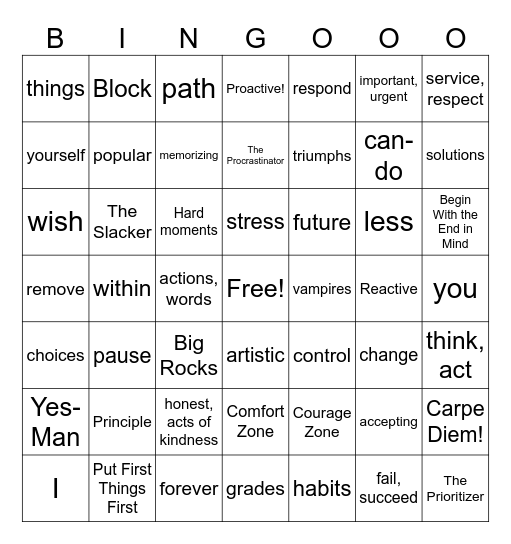 7 Habits BINGOOO Bingo Card