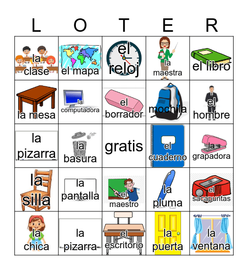 Lotería - La Escuela Bingo Card