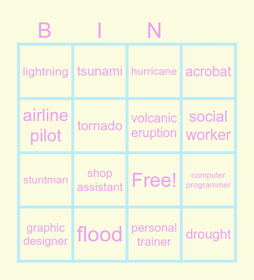 JOBS Bingo Card