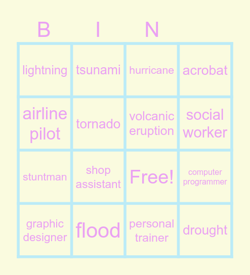 JOBS Bingo Card
