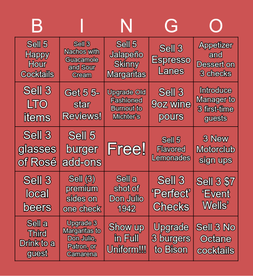 UPSELL BINGO! Bingo Card