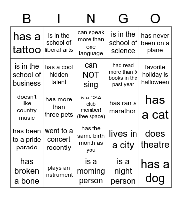 FIND SOMEONE WHO: Bingo Card