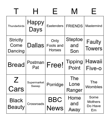 TV Theme Tunes Bingo Card