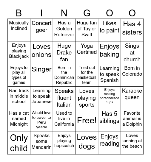Bingo - Mix & "Mingo" Bingo Card