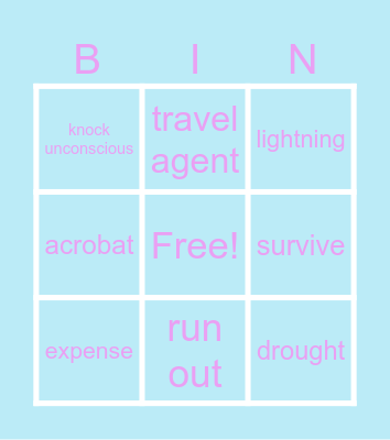 Verbs Bingo Card