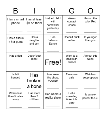 Growing Seeds Parent Icebreaker Bingo Card