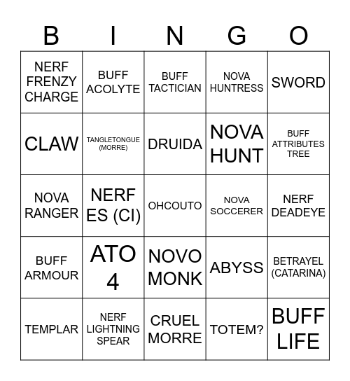PATH OF EXILE 2  0.3  BINGO Card