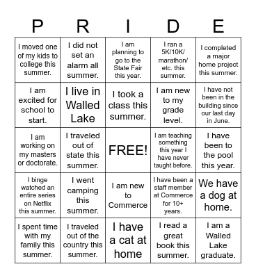 Staff Back to School Scavenger Hunt Bingo Card