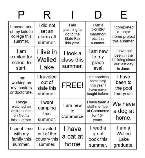 Staff Back to School Scavenger Hunt Bingo Card