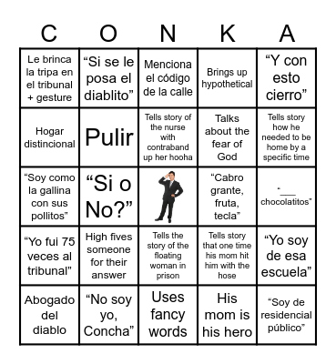 Conchalations Bingo Card