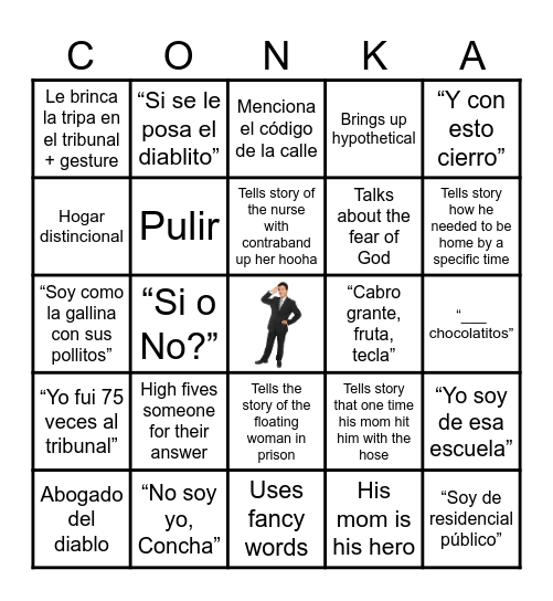 Conchalations Bingo Card