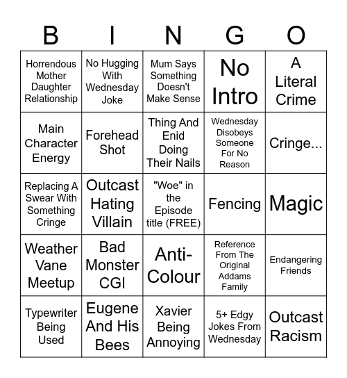 Wednesday Bingo!! Bingo Card