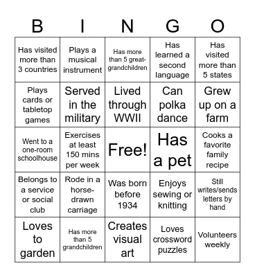 Who are you? Bingo Card