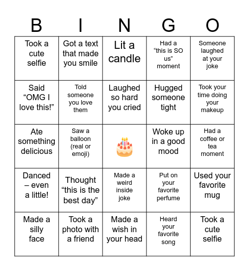 Birthday Bingo Card