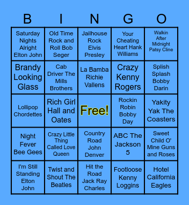 Music Bingo Card