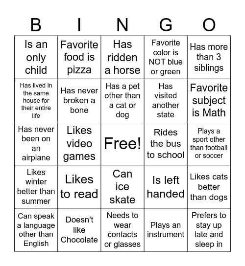 Buddy Bingo Card