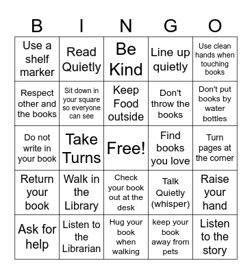 Library Rules Bingo Card