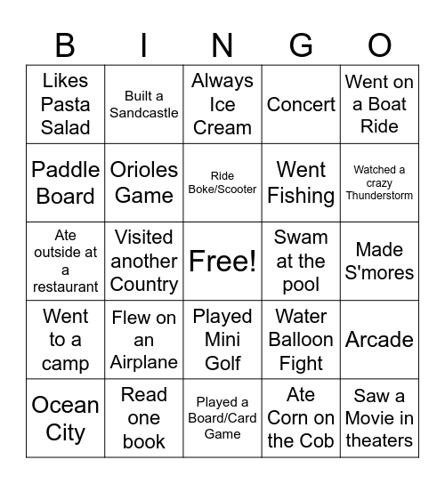 Find the Hornet Bingo Card