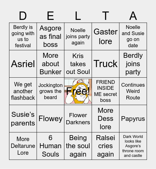 Deltarune Chapter 5 Bingo Card
