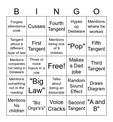 Reagan Bingo Card