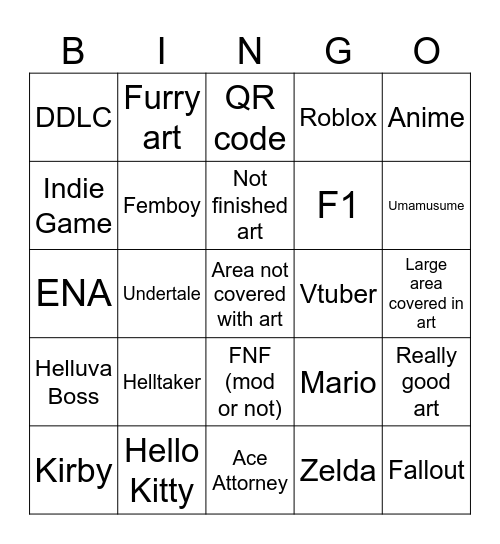 The Wplace bingo board Bingo Card