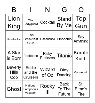 NAME THE MOVIE Bingo Card