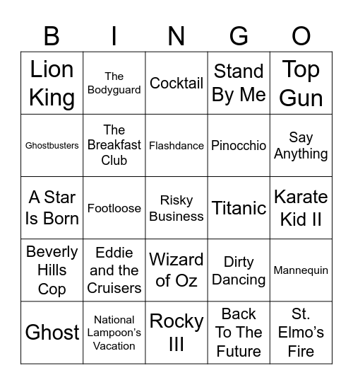 NAME THE MOVIE Bingo Card