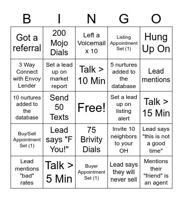 Call Night Bingo Card