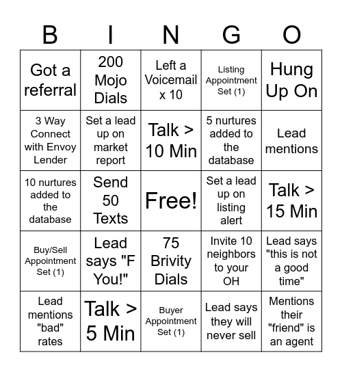 Call Night Bingo Card