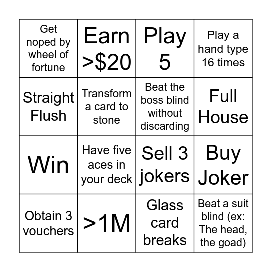 BALATRO BINGO V1.1 Bingo Card