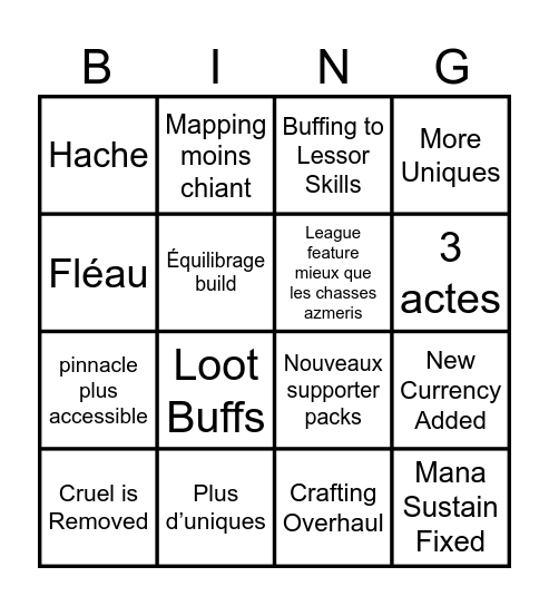 Path of Exile 2 - 0.3 Wishlist Bingo Card