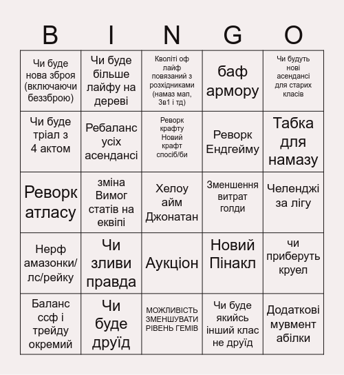 0.3 Third Edict Editiion Bingo Card