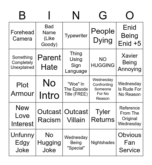 Wednesday Bingo!! Bingo Card