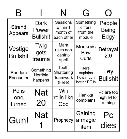 Improved Strahd Bingo Card